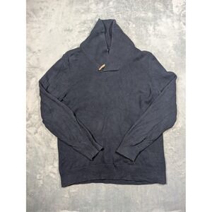 Frederik Anderson Copenhagen Sweater Mens Large Navy Toggle High Neck Pullover